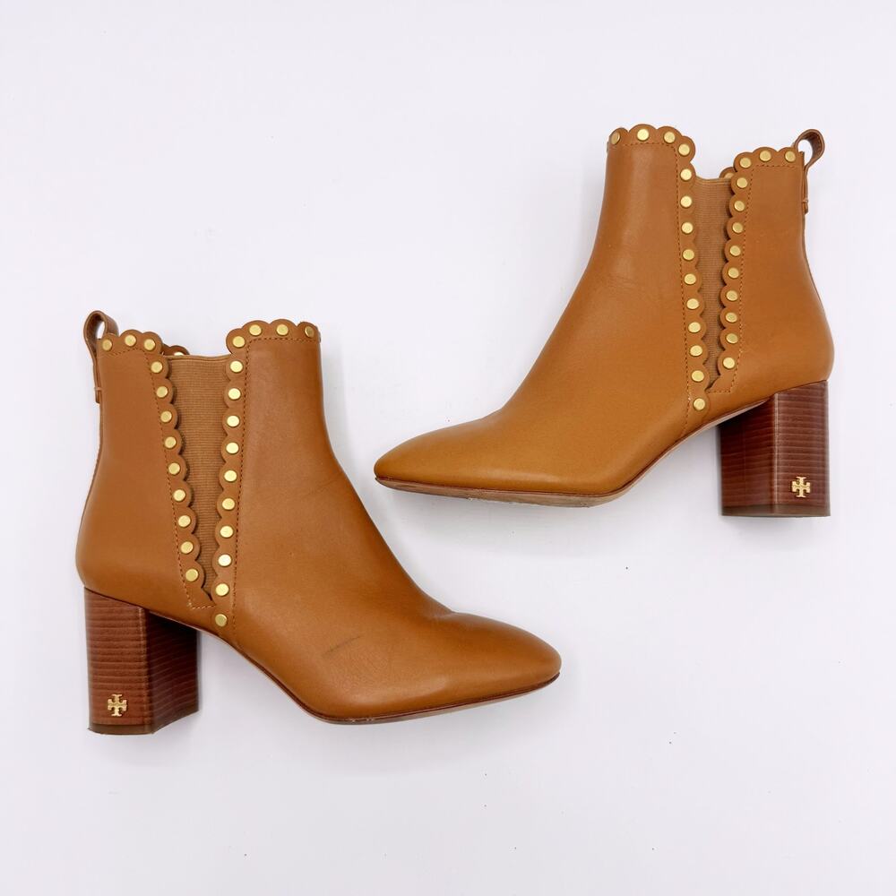 Tory Burch Studded Cognac Booties (Size 7)